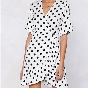 Nasty Gal Polka Dot Wrap Dress mini